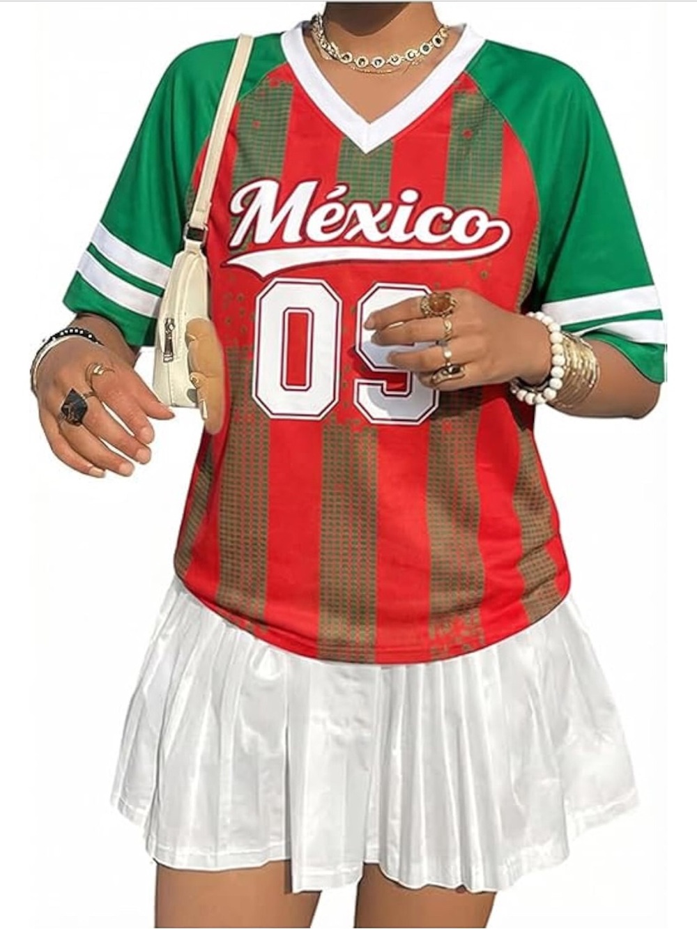Women's Mexico Oversized V-Neck Soccer Jersey